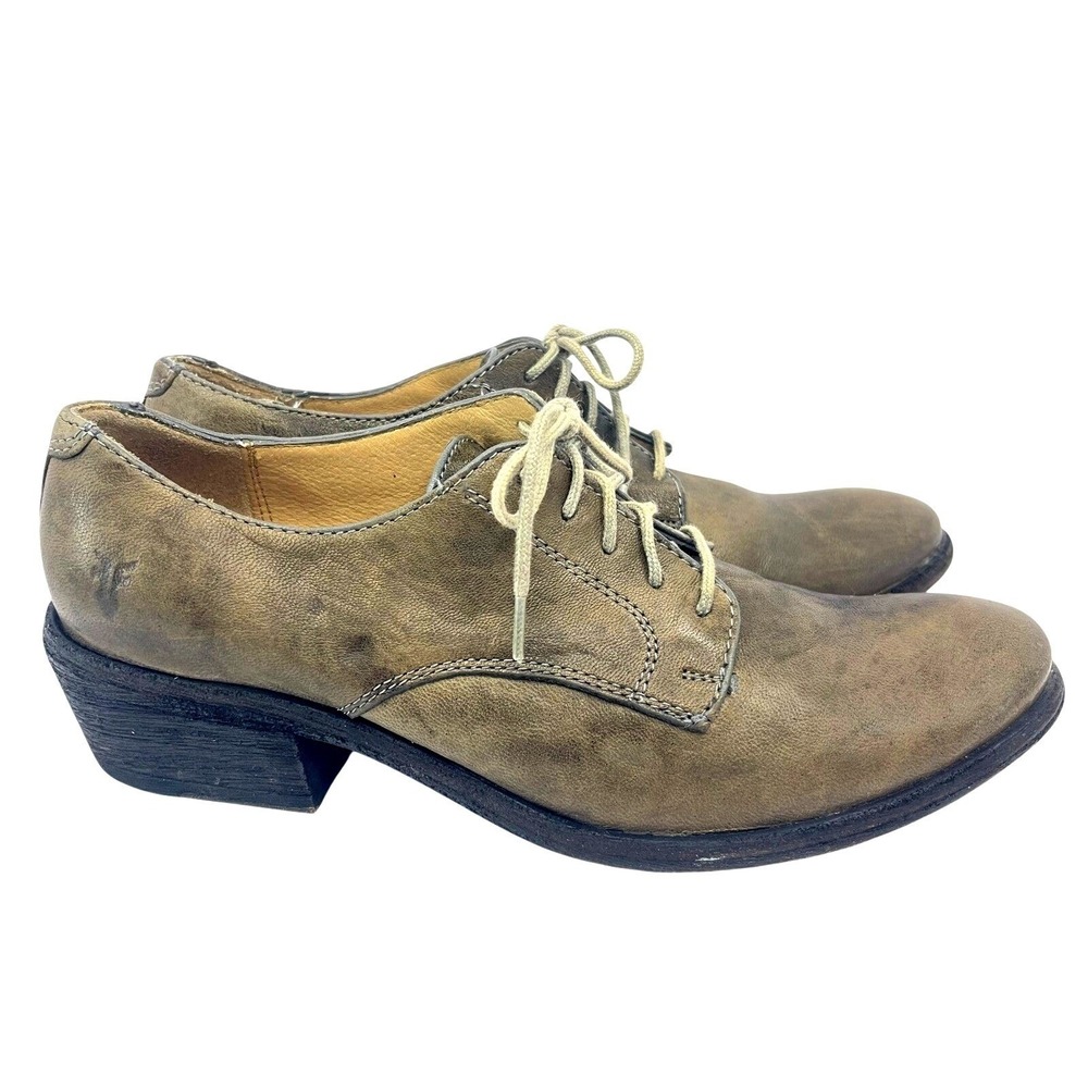 Frye Leather Oxford Shoes Women 7B Brown Lace Up Minimalist Witchy Fall Grunge